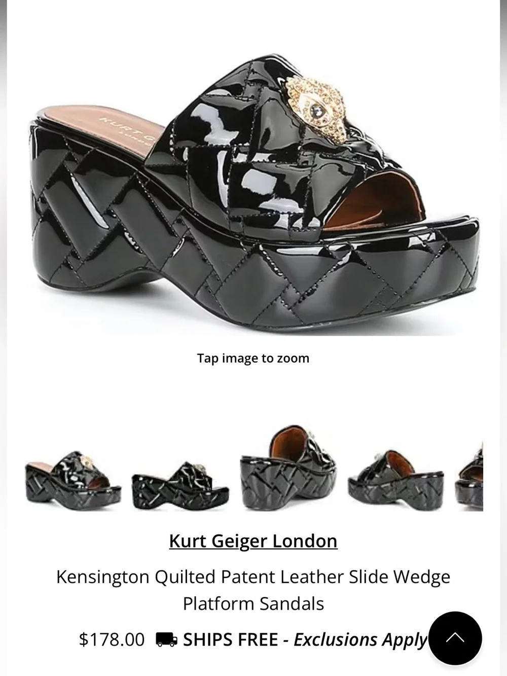 Kurt Geiger - Kensington Quilted Patent Leather Slide Wedge Platform Sandals